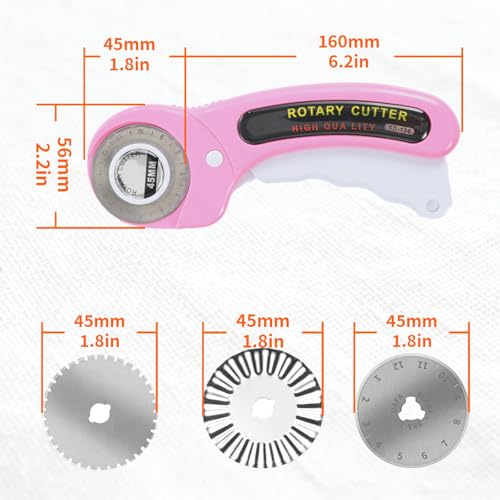 Rotary Cutter with 8Pcs Extra Blades, Ergonomic Rolling Cutter