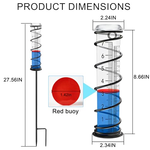 JMBay Upgrade Rain Gauge, Detachable Spiral Rain Gauge Outdoor, Rain Measure Gauge for Yard, Large Number Rain Water Meter, Thickened Plastic Rain Gauge with Stake and Metal Frame for Patio,Lawn - color: 3-section Spiral Rain Gauge