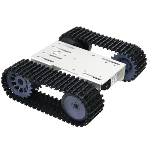 Premium DIY Tracked Robot Chassis Kit Intelligent Robotic Chassis, Remote Control Caterpillar Moving Tank Platform with High Torque DC Motors for Arduino Microbit Raspberry Pie Python STEAM (Silver) - color: Silver