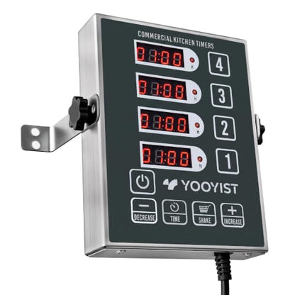4 Channel Commercial Kitchen Timer Digital Stainless Steel Timer - color: Gray