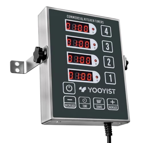 4 Channel Commercial Kitchen Timer Digital Stainless Steel Timer - color: Gray