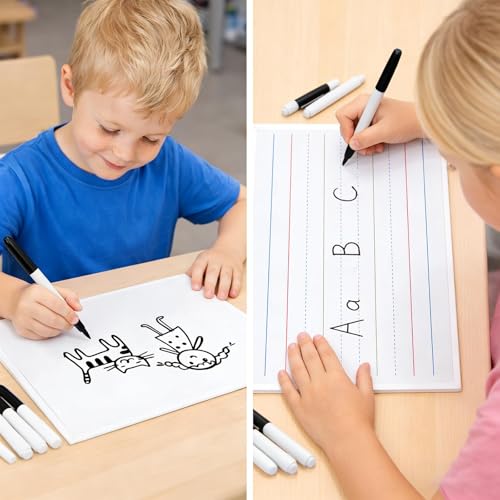 GAMENOTE 6 Pack Magnetic Dry Erase Lap Boards, Lined and Blank, 9 x 12 in
