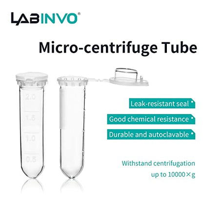 2ml Microcentrifuge Tubes with Safe-Lock Cap, Pack of 500, Round Bottom Centrifuge Tubes, PP Material, Molded Graduation 10.3x40.5mm, IN-MT20N - style: 2mL, 500PCS