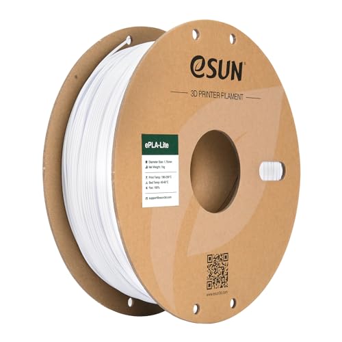 eSUN PLA Filament 1.75mm, High Toughness 3D Printer Filament Upgraded PLA Filament, Dimensional Accuracy +/- 0.03mm, 1KG Cardboard Spool (2.2 LBS) 3D Printing Filament for 3D Printers, Cold White - color: Cold White, size: PLA 1.75MM - 1KG