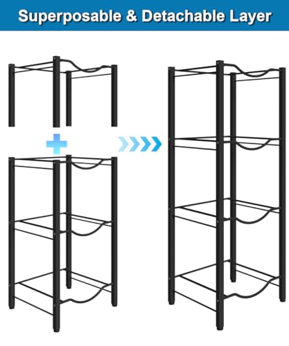 mocomax 5 Gallon Water Jug Rack, 4 Tier Detachable Water Bottle Holder Storage Organizer Shelf, Heavy Duty Water Jug Dispenser Stand for Kitchen, Office, Home, Black - style: 4-Tier