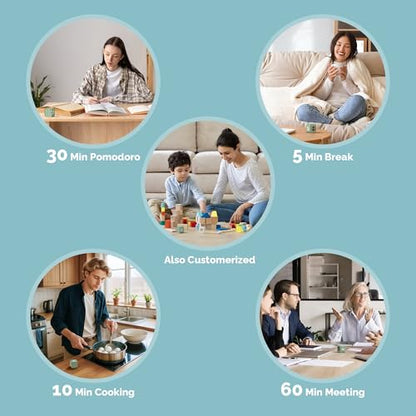 KADAMS Pomodoro Timer – Visual Cube with 5/10/30/60 Min Presets, LED Countdown Ring & Count Up Mode, Silent Flip Productivity Timer for Study, Classroom, Office, Cooking (Green 5-10-30-60 min) - color: Green 5-10-30-60 Min