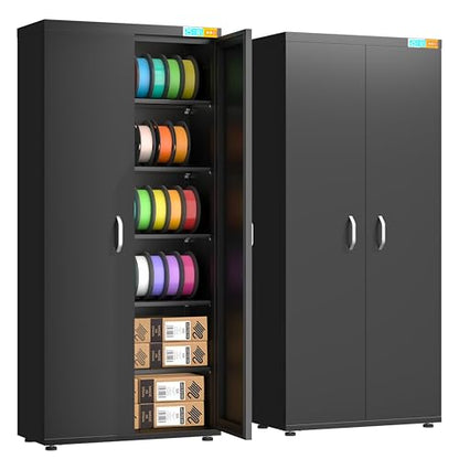 Large 3D Printer Filament Storage Cabinet with Dehumidifier | 110-Roll Dry Cabinet, 25% RH Humidity Control | Airtight & Sealed Filament Organizer for PLA, ABS, PETG, TPU, Nylon - color: 400L Black