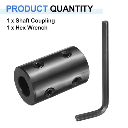 uxcell Shaft Coupling, 5/8" Bore 1-1/4" OD 2" Length Black Oxide Plated Steel Rigid Coupling with Hex Wrench for 3D Printers Motor Wheel (4 Screws Each Piece)