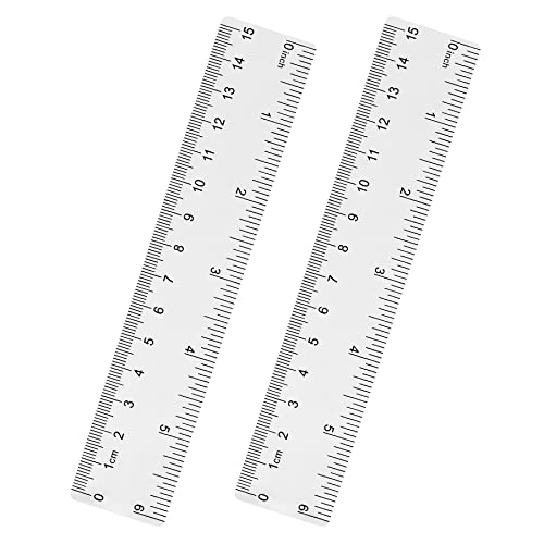 Unjoo Clear Plastic Ruler 6 Inch Straight Rulers, for School, Office, 2pcs - color: 6in/2pcs, size: 6in