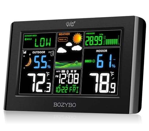 BOZYBO Weather Station Wireless Indoor Outdoor Thermometer Atomic Clock