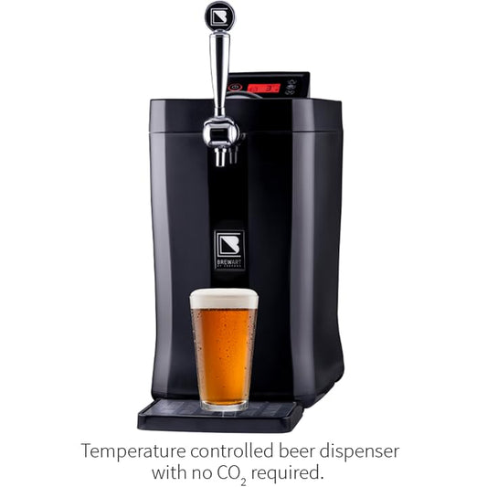 BrewFlo Beer Dispenser | CO2-Free Draft System for Home Use | Includes Two 5L Kegs | Adjustable Flow and Temperature (32°F-50°F) | Compact Size, Chrome Tap, LCD Display | Perfect for Home Brewers - style: BrewFlo