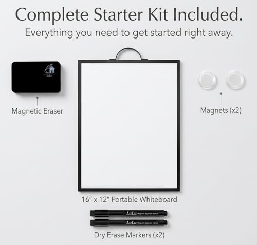 Magnetic Dry Erase Board 12x16 with Handle, Double Sided Portable Black Whiteboard for Home, Office, School & Kitchen - style: Black Handle
