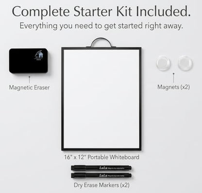 Magnetic Dry Erase Board 12x16 with Handle, Double Sided Portable Black Whiteboard for Home, Office, School & Kitchen - style: Black Handle