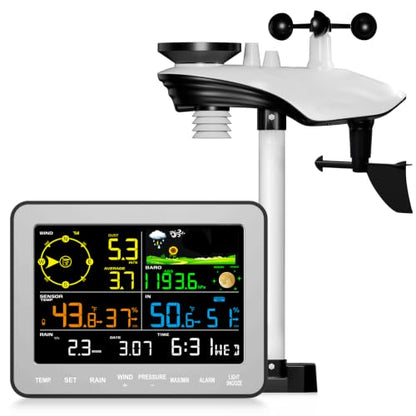 Sainlogic Weather Station Wireless, Weather Station with Rain Gauge, Wind Speed, Wind Direction, Weather Forecast, Air Pressure, Humidity (No WiFi), Gray - color: Gray