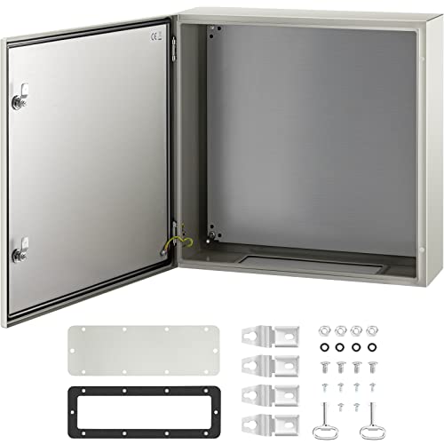 VEVOR NEMA Steel Enclosure, 24 x 24 x 8'' NEMA 4X Steel Electrical Box, IP66 Waterproof & Dustproof, Outdoor/Indoor Electrical Junction Box, with Mounting Plate - size: 24 x 24 x 8