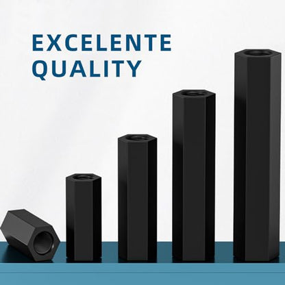BORDSTRACT 100pcs Black Nylon Spacers M3x15 - size: M3x15