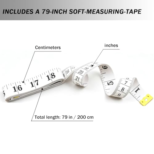 3 Pcs Soft Tape Measure with Scissor, Dual Scale Body Measurement for Weight Loss, Sewing, Fabric, Cloth, Knitting, Flexible Tailor Craft Ruler, 200cm/79 inch (White) - size: 3PCS