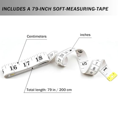 3 Pcs Soft Tape Measure with Scissor, Dual Scale Body Measurement for Weight Loss, Sewing, Fabric, Cloth, Knitting, Flexible Tailor Craft Ruler, 200cm/79 inch (White) - size: 3PCS