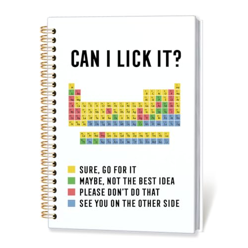 Funny Chemistry Spiral Notebook,Chemistry Teacher Gifts Journal,A5 - color: Can I Lick It