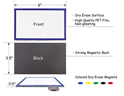 Magnetic Dry Erase Labels Ultra-Large 6x3.5Inch, 5Pcs Thick Dry Erase Magnets Rewritable Magnetic Labels Blank, Big Reusable Cards Sticky Signs Labels for Whiteboards Locker Classroom - size: Ultra-Large - 6x3.5" - 5Pcs Rectangle