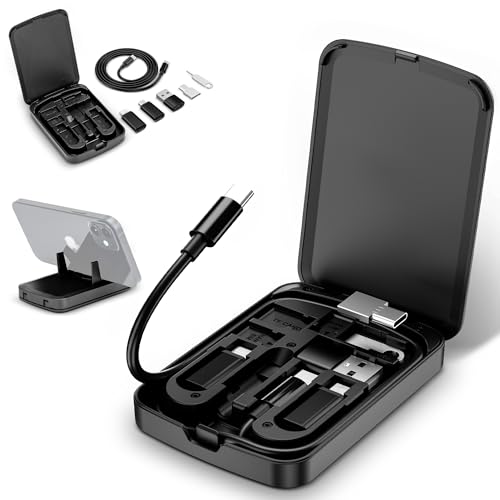 Kiorafoto Cable Card with 22" Type-C Cable & 4 Type Adapter Kit for Travel - size: Compact Version(Black)