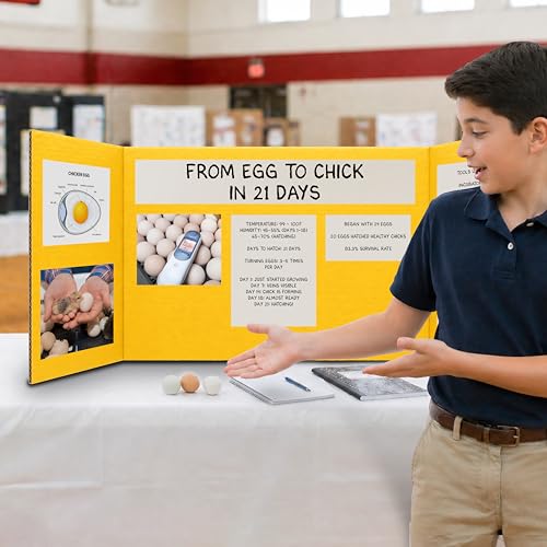 Flipside Products 18" x 48" Yellow Project Boards, Pack of 24, Trifold, Presentation Board, DIY Projects, Small Display, Science Fair, Classroom, Clubs, 4H, Graduation - color: Yellow