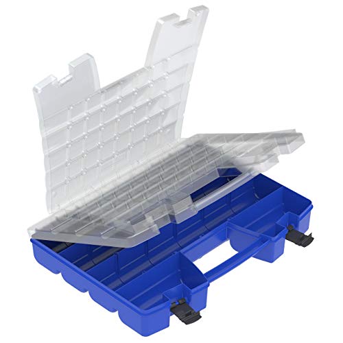 Akro-Mils 06318 Multi Compartment Hardware and Crafts Portable Organizer Storage Case, (18-Inch x 13-Inch x 4-Inch), Blue