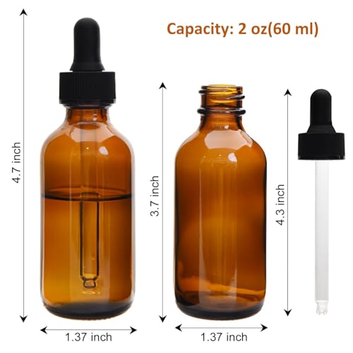 June Fox 2oz Glass Dropper Bottle Amber Glass Bottles with Dropper 80 Pack - color: Amber