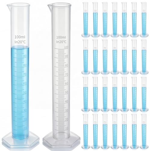 Xuhal 30 Pack 100ml Transparent Plastic Graduated Cylinder Bulk