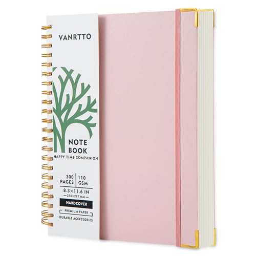 VANRTTO Hardcover Spiral Notebook 8.5x11 IN Notebooks College Ruled Pink - color: A4 PINK, size: 8.5 x 11 IN A4
