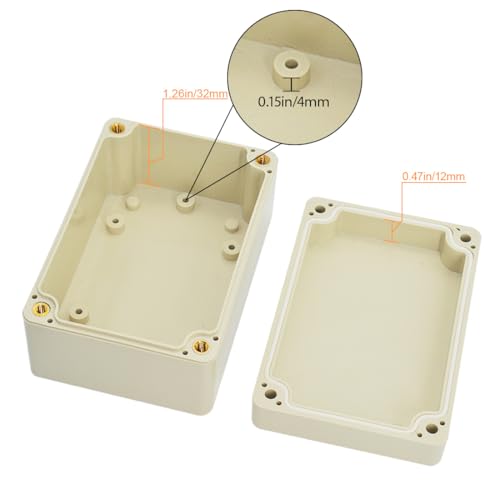 LeMotech Waterproof Dustproof IP65 ABS Plastic Junction Box Universal Electric Project Enclosure Pale Gray 3.9 x 2.7 x 2 inch (100 x 68 x 50 mm) - size: 3.9"x2.7"x2"