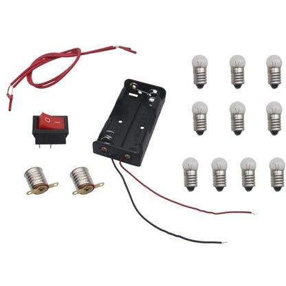 HAJZXH 1 Set Electrical Circuit Experiment Tools Small Bulb Lights Up Basic Electricity Discovery Circuit Starter kit Physics Science Lab Teaching Equipment Kit for Home School Learning and Education