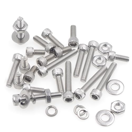 #8-32 UNC Stainless Steel Knurled Hex Socket Cap Screw Nut Washer Kit - size: #8-32UNC