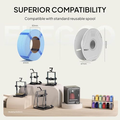 ELEGOO Matte PLA 3D Printer Filament 1.75mm Black/White 4KG - color: 4*1kg Black,black,white,white