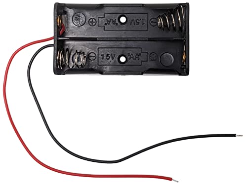 EX ELECTRONIX EXPRESS AA 2 Battery Holder with Wire Leads, Holds Two AA Batteries, 2.3" x 1.3" x 0.5", Black Lightweight Plastic - style: 1 Pack