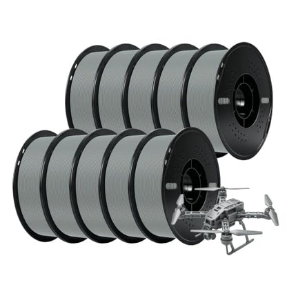 Kingroon 10kg Grey PLA Plus Filament Bundle 1.75mm, - color: 10*1kg Grey, size: PLA Plus