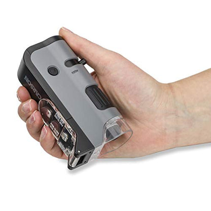 Carson MicroFlip 100x-250x LED and UV Lighted Pocket Microscope with Flip Down Slide Base and Adapter with CarsonCam Phone App - Set of 4 (MP-250MU) - style: Pack of 4