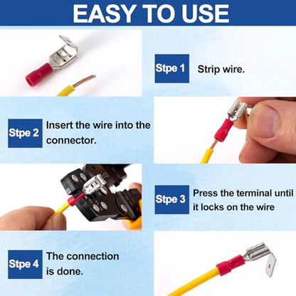 PAGOW 30 Pcs Piggyback Spade Connectors, 22-10 AWG 1/4"