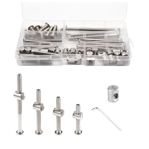 40pcs Baby Bed Crib Screws Hardware Replacement Kit- M6x40mm/ 50mm/ 60mm/ 70mm/ 80mm Hex Drive Socket Cap Screws Barrel Nuts Assortment Kit for Beds Headboards Chairs Furniture. - size: 40pcs