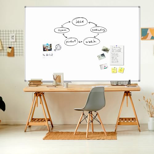 JILoffice Large Magnetic White Board, Dry Erase Board 72 x 48 Inch, Silver Aluminum Frame Wall Mounted Board for Office Home and School - size: 72 x 48 Inch