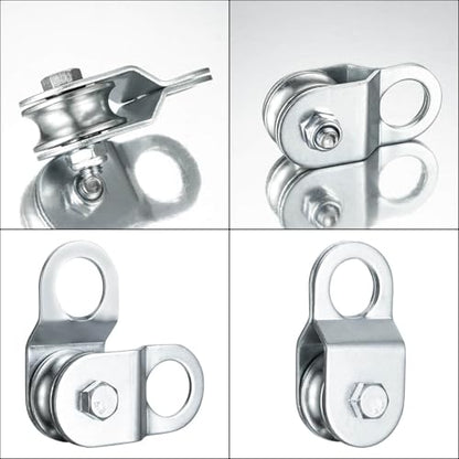 Cable Pulley 32mm Small Snatch Block for 0.23Inch/6mm Wire Rope, Single Pulley Wheel Bearing Inside, Load 110 LB, 1Pack