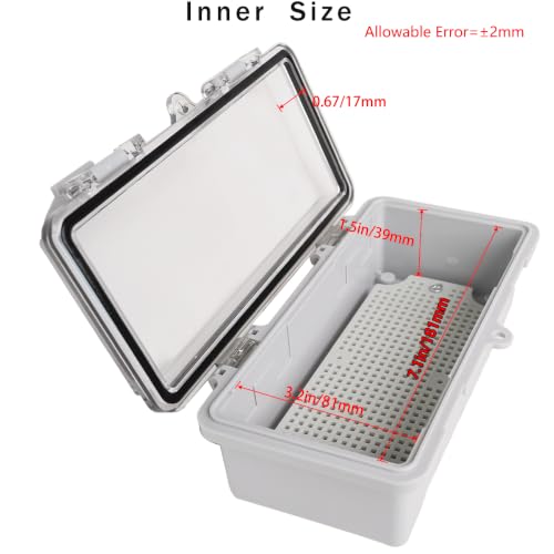 Junction Box, Hinged Grey Clear Cover IP67 Waterproof ABS Project Box with Mounting Plate Electrical Box Enclosure with Wall Bracket 7.9 x 3.9 x 2.8inch(200x100x70mm) - color: Transparent, size: 7.9"x3.9"x2.8"