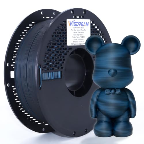 PLA Float Color 3D Printer Filament, Dual-Color Flow Effect Across Smooth Surfaces,1.75mm,1kg(2.2 lbs) Best Suited for Large, Smooth-Surface Models (Blue-Black - color: Pla Float Color Blue-black