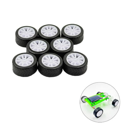 8PCS Toy Car Wheel RC Car Rubber Tire Wheel with Metal Shaft Axles for RC Car Truck Robot DIY Model Car Building Parts (2x18mm) - style: 2x18mm