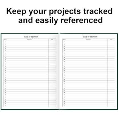 Lab Notebook/Laboratory Notebook - (.25" Grid Format), Laboratory Notebook Quad Ruled Science Lab Book with Grid Pages: Table of Contents for Chemistry, Physics, Biology, 8" x 10", Green - style: Green