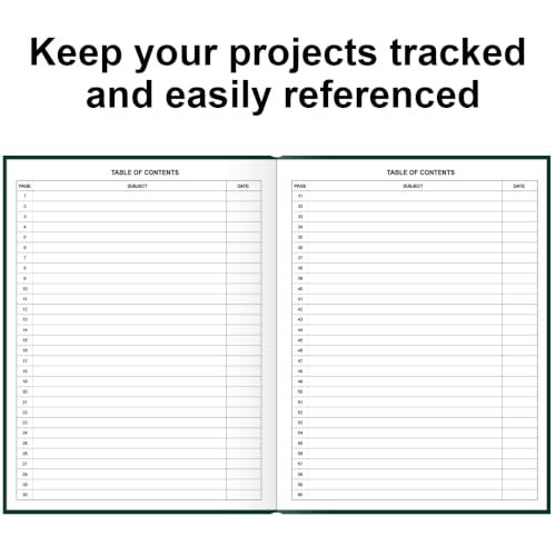 Lab Notebook/Laboratory Notebook - (.25" Grid Format), Laboratory Notebook Quad Ruled Science Lab Book with Grid Pages: Table of Contents for Chemistry, Physics, Biology, 8" x 10", Green - style: Green