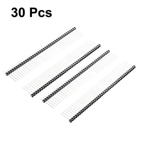 uxcell 30Pcs 2.54mm Pitch 40-Pin 19mm Length Single Row Straight Connector Pin Header Strip for Prototype Shield - size: 19mm Length