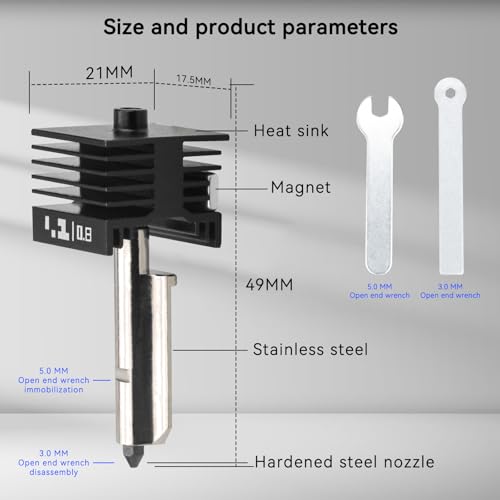 h2d h2s hotend 4Pcs 2*0.4+0.6+0.8mm H2D Combo Hotend Print Head Hot End Kit Extruder Upgrade High Temperature Hardened Steel Nozzle Heating Rod Silicone Cover for Bamboo Lab H2D h2s 3D Printer - size: 4pcs