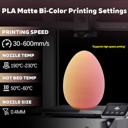 Matte Dual Color Yellow Pink PLA 1.75mm 1kg 600mm/s 3D Printer Filament - color: C_pla-34 Bi Matte Yellow+pink
