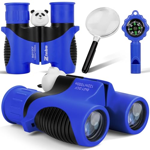 Binoculars for Kids, Toys for 3-12 Year Old Girls and Boys, Bird Watching Hiking 4 5 6 7 8 9 Year Old Girl Boy Christmas Birthday Gifts, Outdoor Toys for Kid Set with Magnifying Glass & Compass - color: Dark Blue